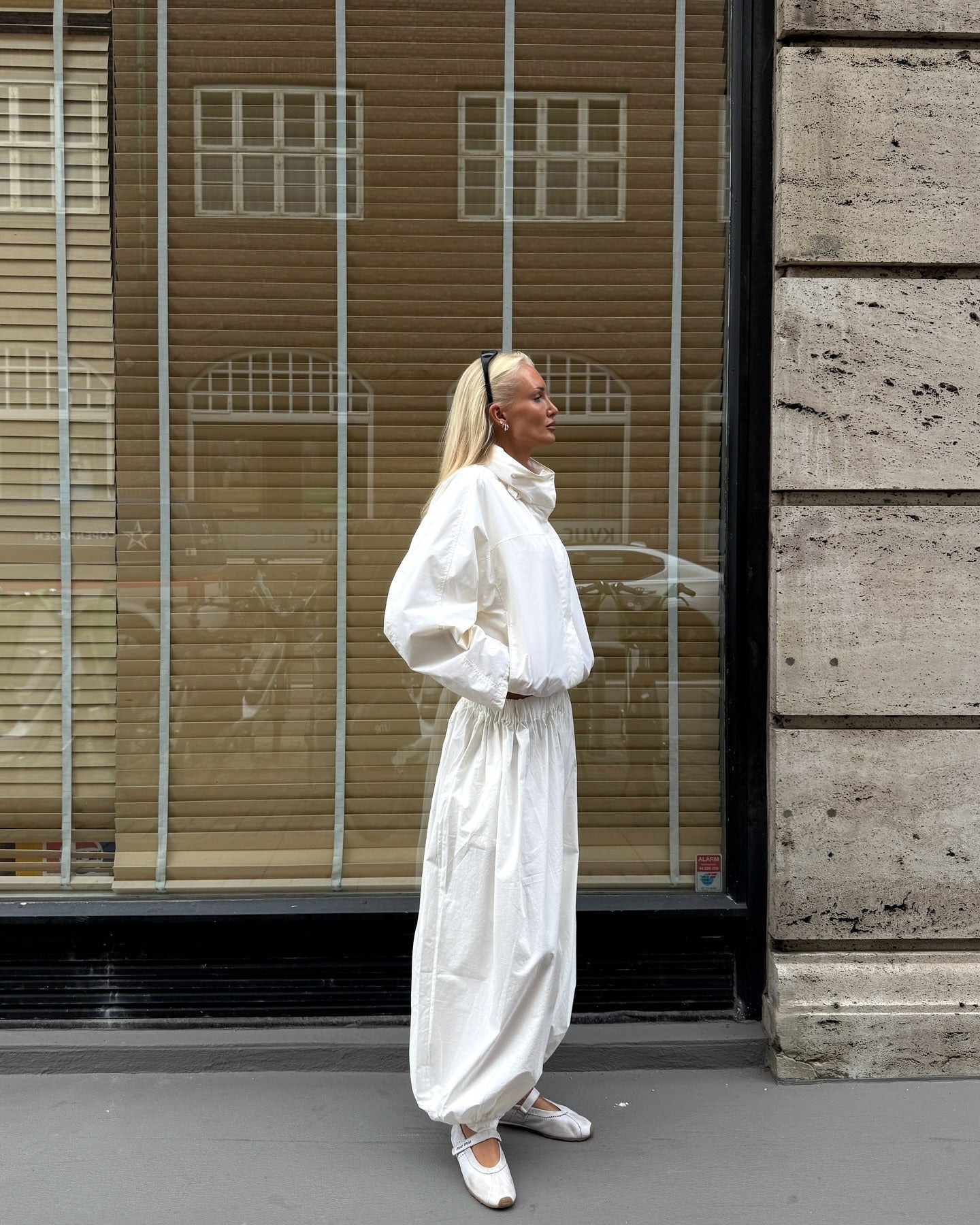 OLANE Funnel Neck Windbreaker Jacket WhiteMWomen's Coats & Jackets