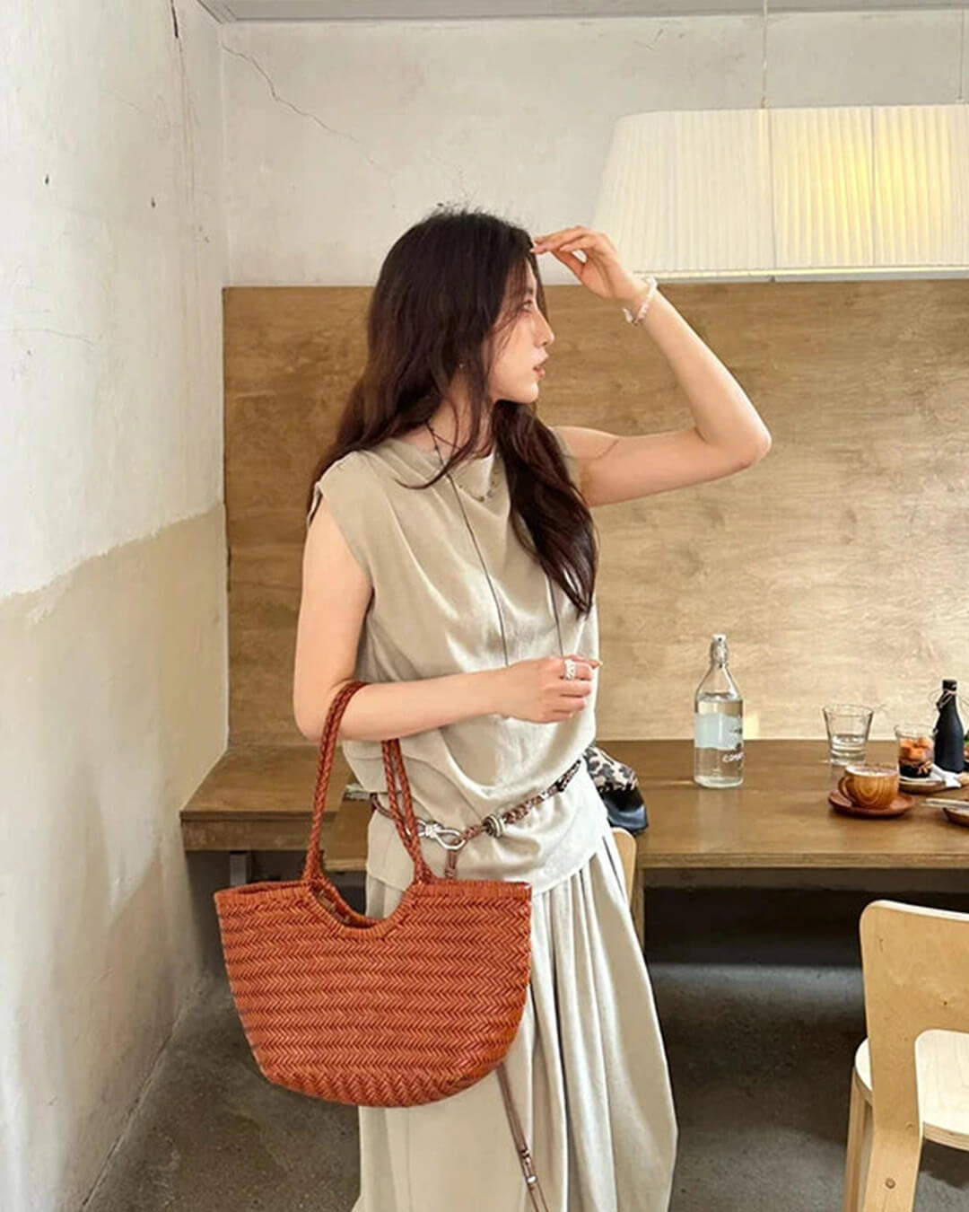 OLANE Handwoven Leather Tote Bag BrownLWomen's Bags