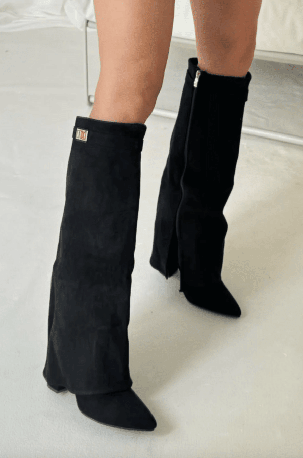 OLANE High Faux Suede Ankle Boots Taupe Suede35Women's Shoes