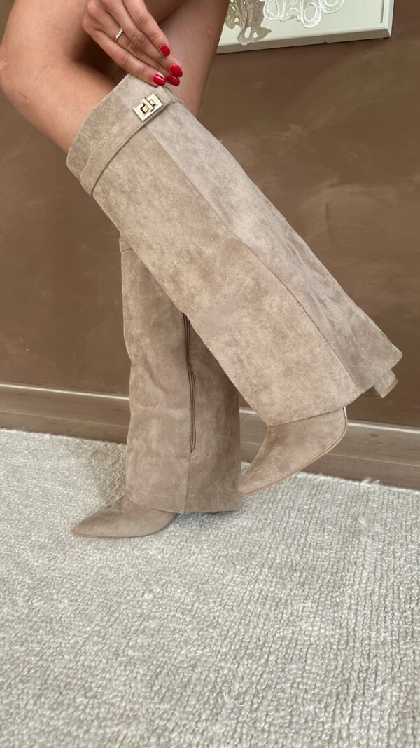 OLANE High Faux Suede Ankle Boots Taupe Suede35Women's Shoes