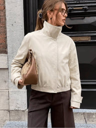 High Neck Zip-Up Bomber Jacket