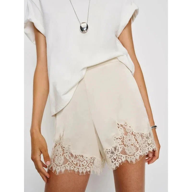 OLANE High-Rise Cut Satin Shorts BrownSWomen's Bottoms