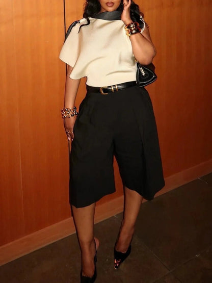 OLANE High Waist Belted Bermuda Shorts BlackXSWomen's Bottoms