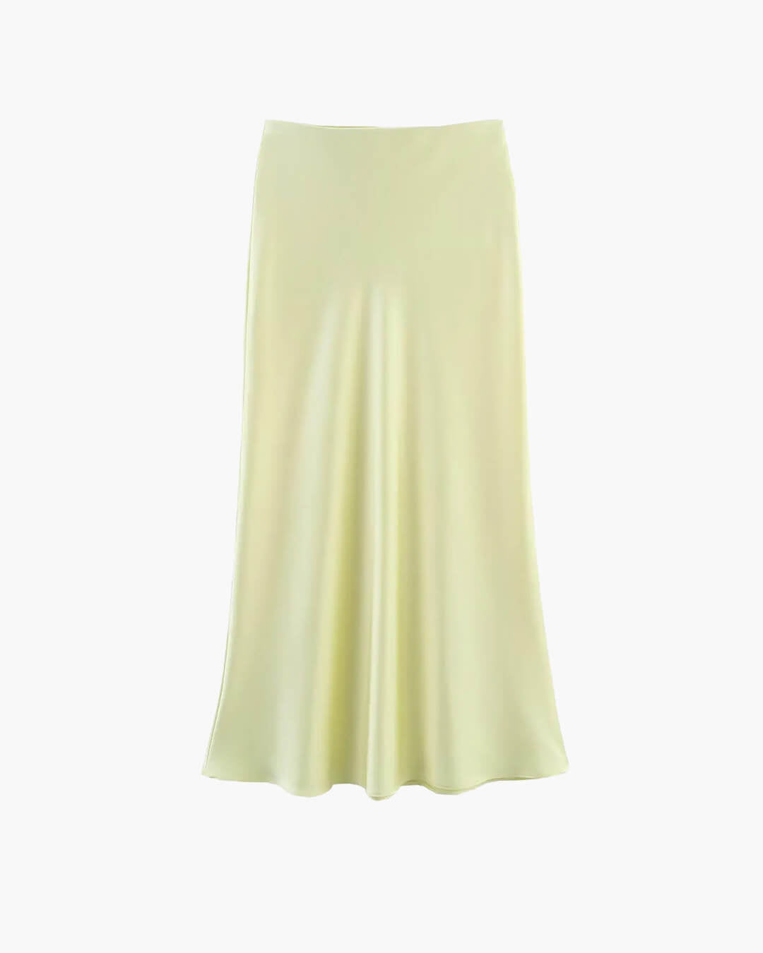OLANE High Waist Satin Midi Skirt Light YellowXSWomen's Bottoms