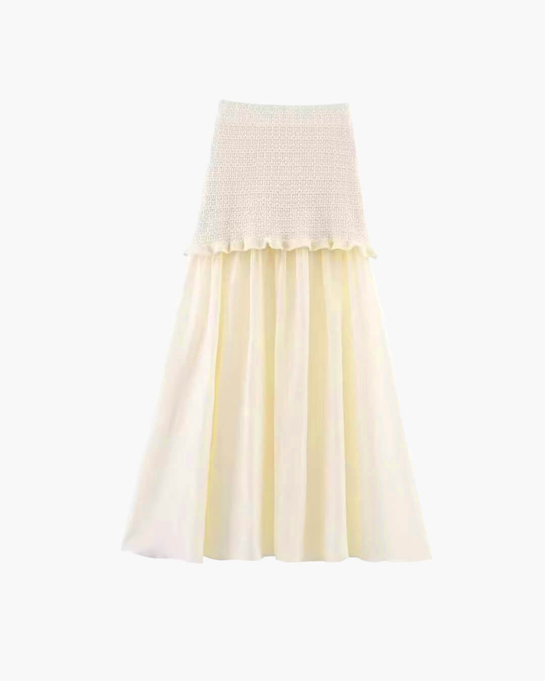OLANE Julie Knitted Tank Pleated Skirt Set Beige SkirtSWomen's Sets