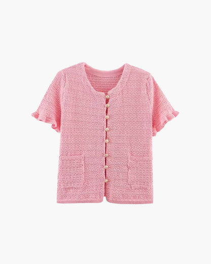 OLANE Julie Knitted Tank Pleated Skirt Set Pink TopSWomen's Sets
