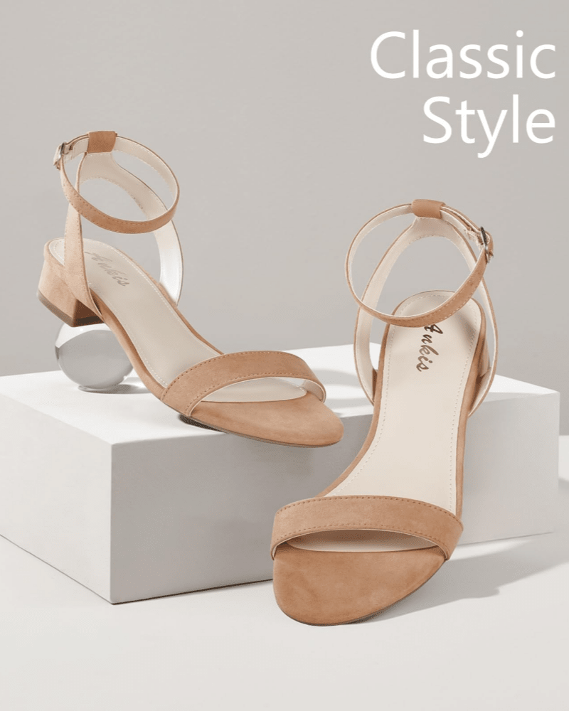 OLANE Kaya Block Heel Ankle Strap Sandal Beige35/5Shoes