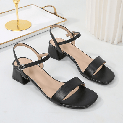 OLANE Kaya Block Heel Ankle Strap Sandal Black35Women's Shoes