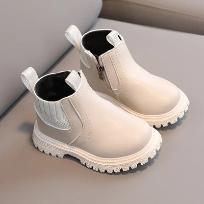 OLANE Kids Winter Leather Boots Black21Kids' Shoes