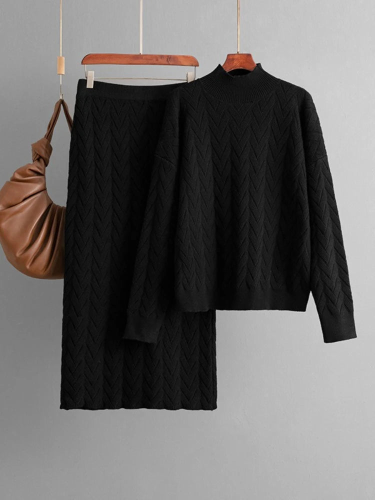 OLANE Knitted Loungewear Skirt Set CremeOne SizeWomen's Sets
