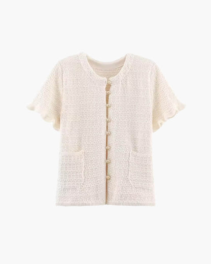 OLANE Knitted Tank Pleated Skirt Set Beige TopSWomen's Sets