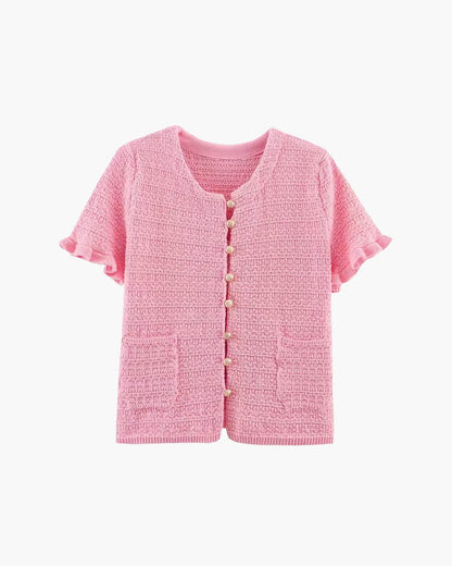 OLANE Knitted Tank Pleated Skirt Set Pink TopSWomen's Sets