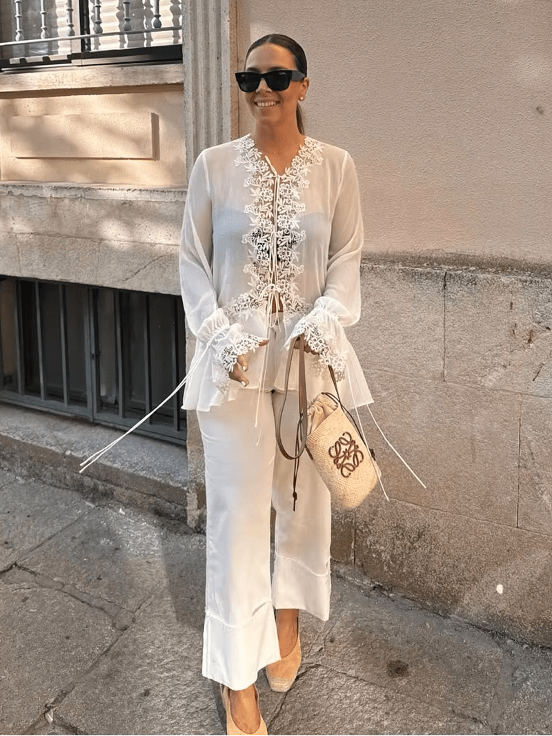 OLANE Lace Flare-Sleeve Hollow-Out Cardigan WhiteMWomen's Sweaters & Cardigans