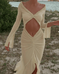 Lara Robe Maxi Bodycon en Mesh Transparent