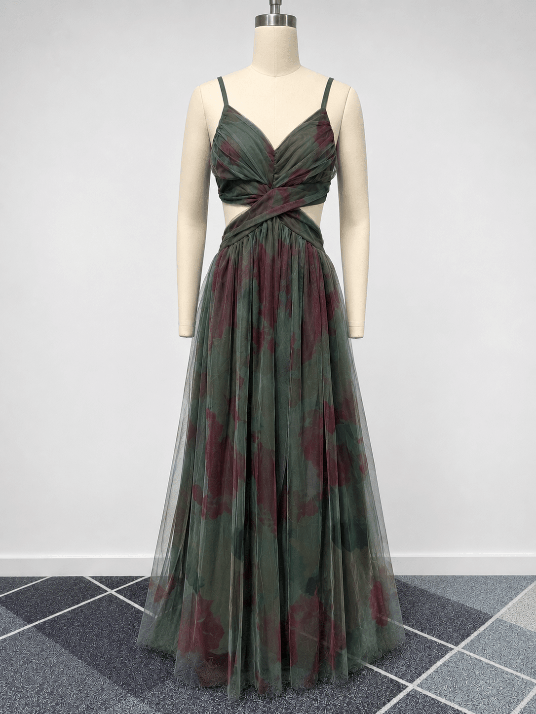 OLANE Emily Floral Tulle Maxi Dress GreenSWomen's Dresses