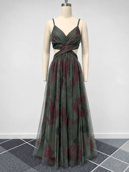 OLANE Emily Floral Tulle Maxi Dress GreenSWomen's Dresses
