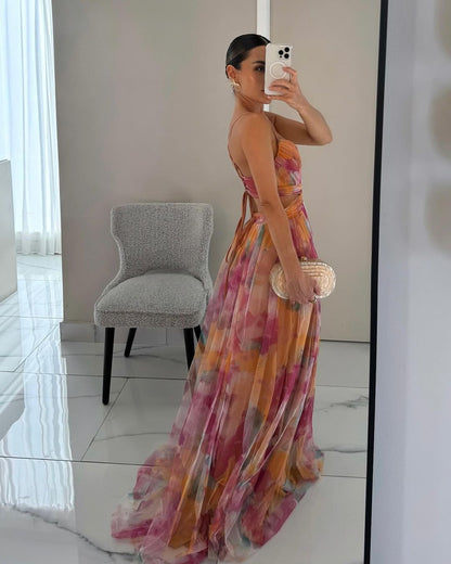 OLANE Emily Floral Tulle Maxi Dress OrangeXLWomen's Dresses