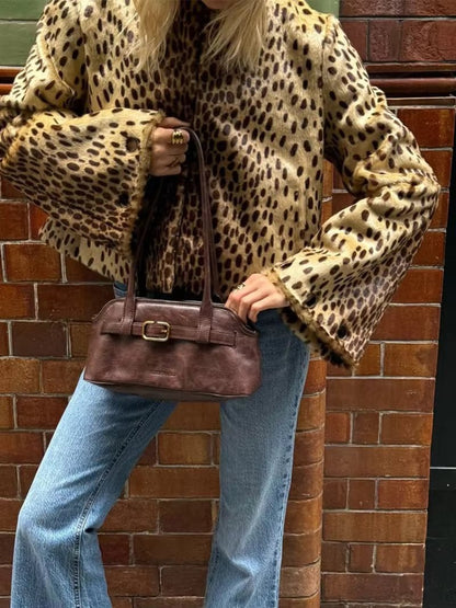 OLANE Leopard Faux Fur Relaxed Jacket LWomen's Coats & Jackets