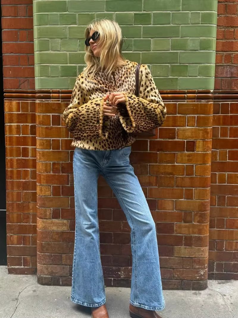 OLANE Leopard Faux Fur Relaxed Jacket MWomen's Coats & Jackets