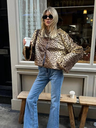 Leopard Faux Fur Relaxed Jacket