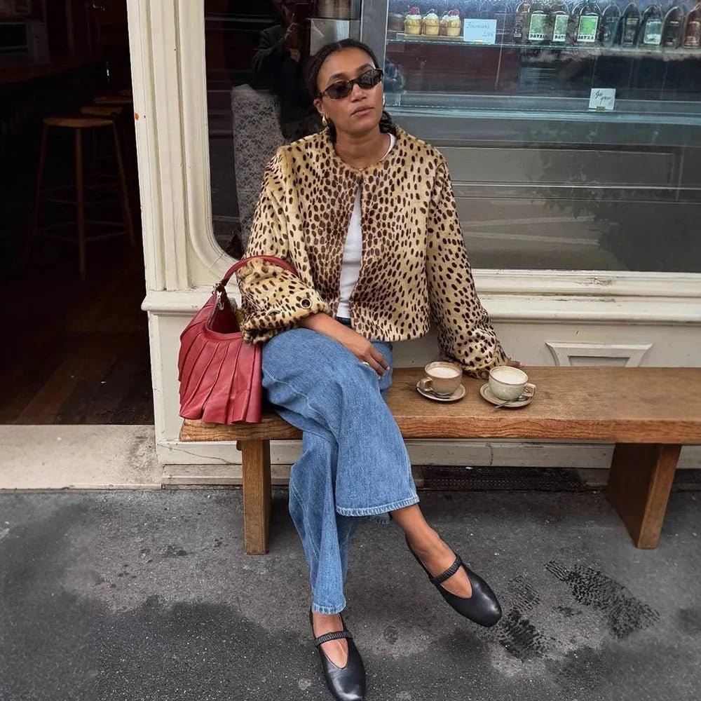 OLANE Leopard Faux Fur Relaxed Jacket XLWomen's Coats & Jackets