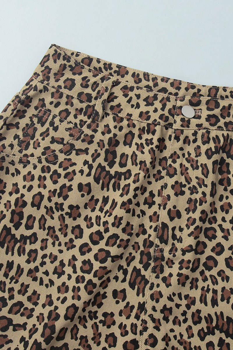 OLANE Leopard Knee-Length Low Waist Shorts LWomen's Bottoms