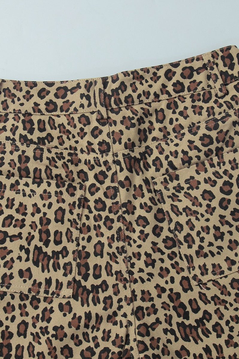 OLANE Leopard Knee-Length Low Waist Shorts LWomen's Bottoms
