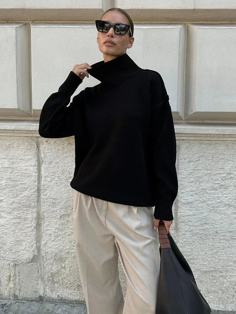 OLANE Lexi Turtleneck Knit Sweater BlackSSweaters