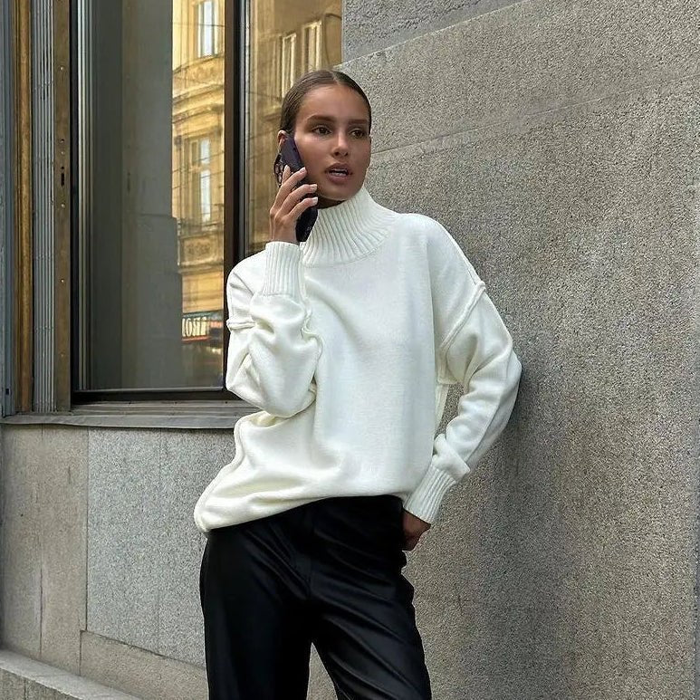 OLANE Lexi Turtleneck Knit Sweater WhiteSSweaters