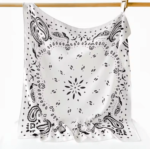 OLANE Lightweight Paisley Knitted Bandana Scarf WhiteOne sizeWomen's Accessories