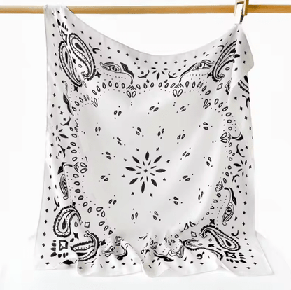 OLANE Lightweight Paisley Knitted Bandana Scarf WhiteOne sizeWomen's Accessories