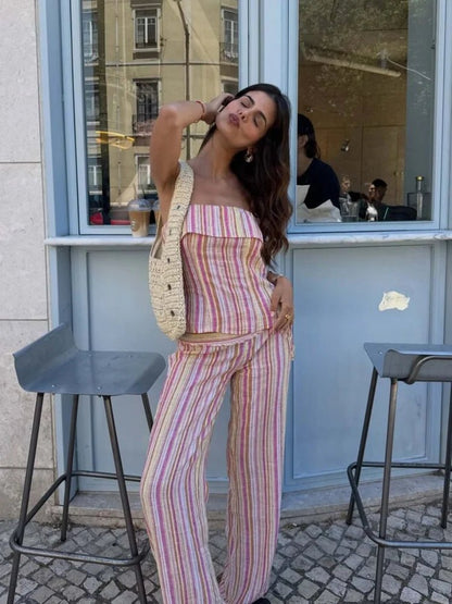 OLANE Lightweight Striped Low-Rise Trousers BlueSPants