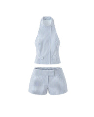Lily Completo Gonna Mini Halter a Righe