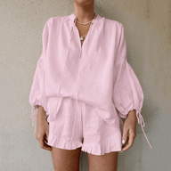 Helen Linen Bell Sleeve Two-Piece Set