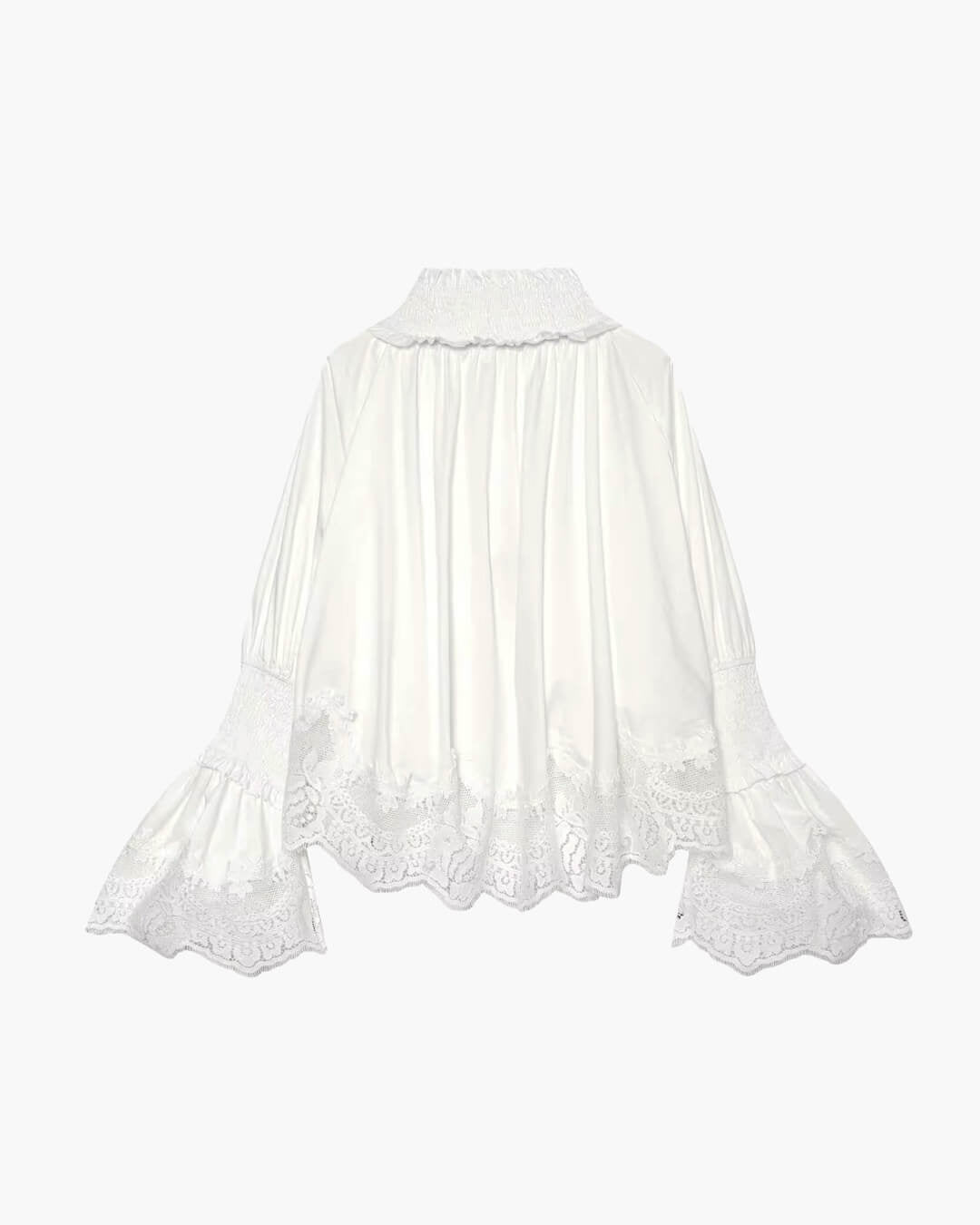 OLANE Long Sleeve Lace Trim Embroidered Blouse MWomen’s Tops