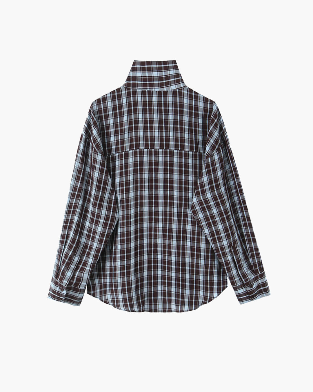 OLANE Long Sleeves Poplin Plaid Wrapped Top LWomen’s Tops