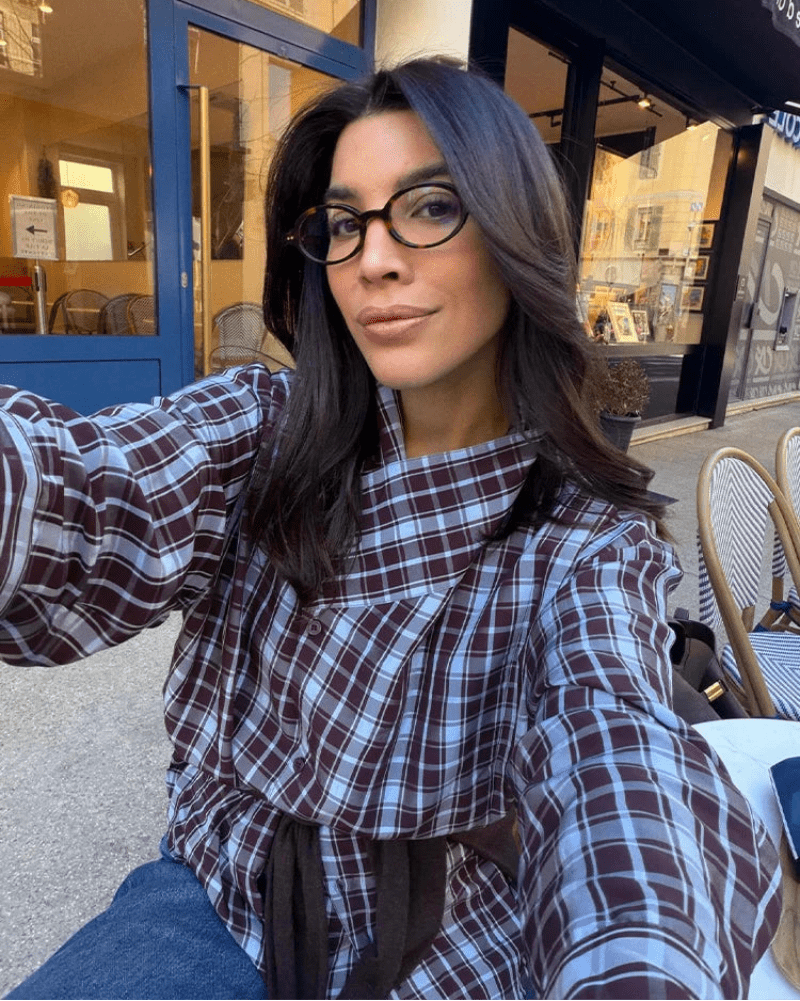 OLANE Long Sleeves Poplin Plaid Wrapped Top SWomen’s Tops