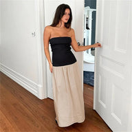 Maria Color-Blocked Strapless Maxi Dress