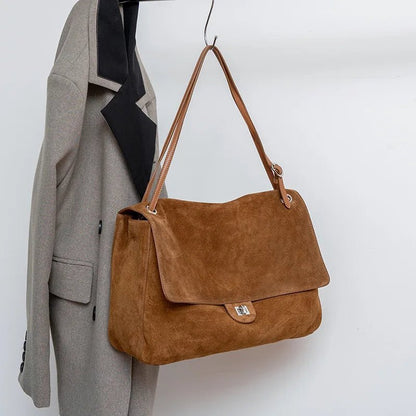 OLANE Matte Suede Crossbody Tote BrownBag