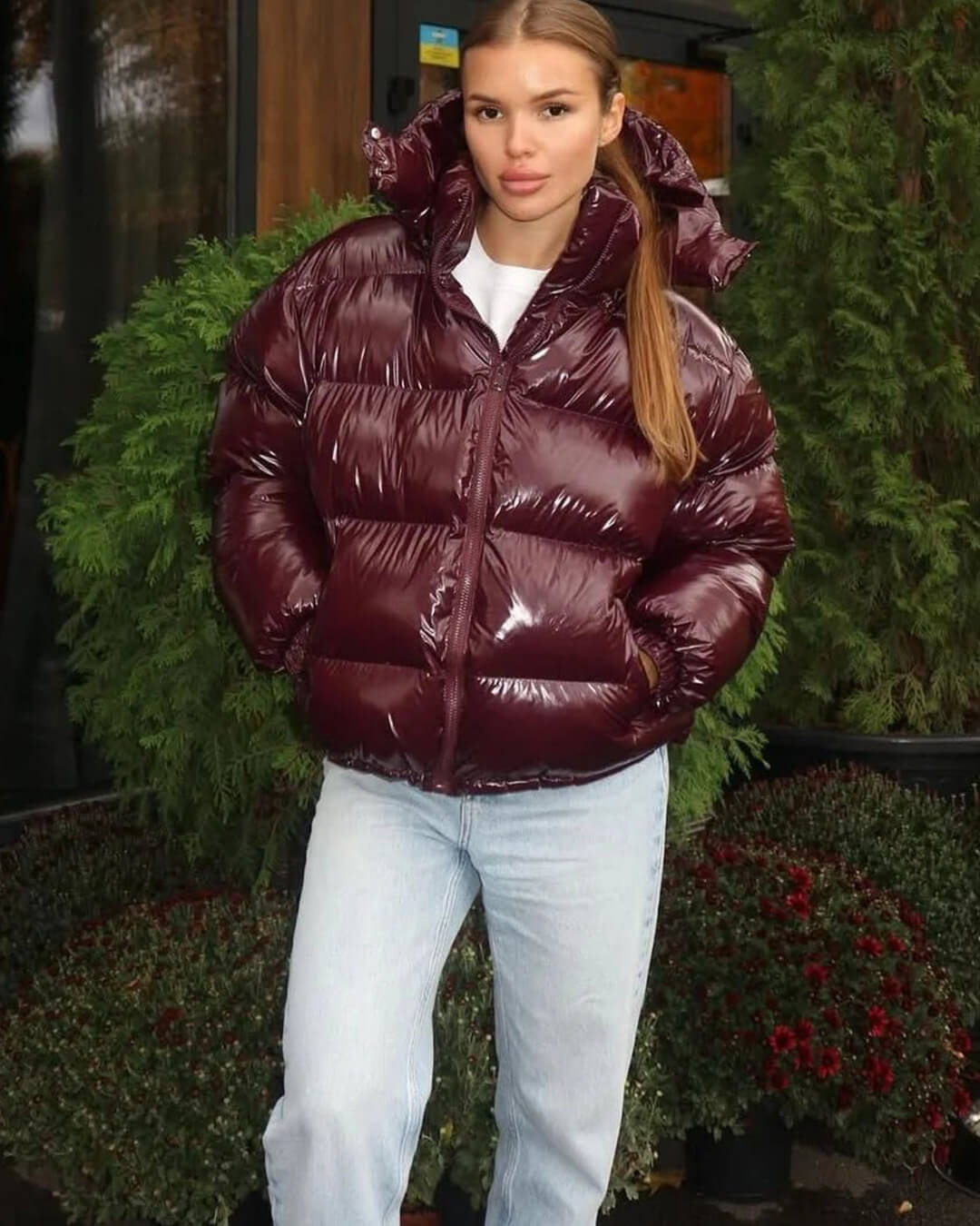 OLANE Mila Hooded Puffer Jacket BurgundySWomen's Coats & Jackets