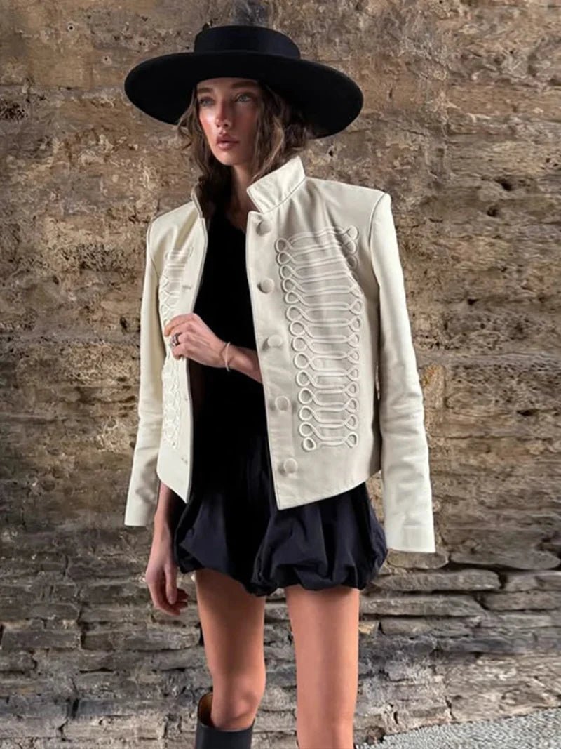 OLANE Military Leather Napoleon Jacket LWomen's Coats & Jackets