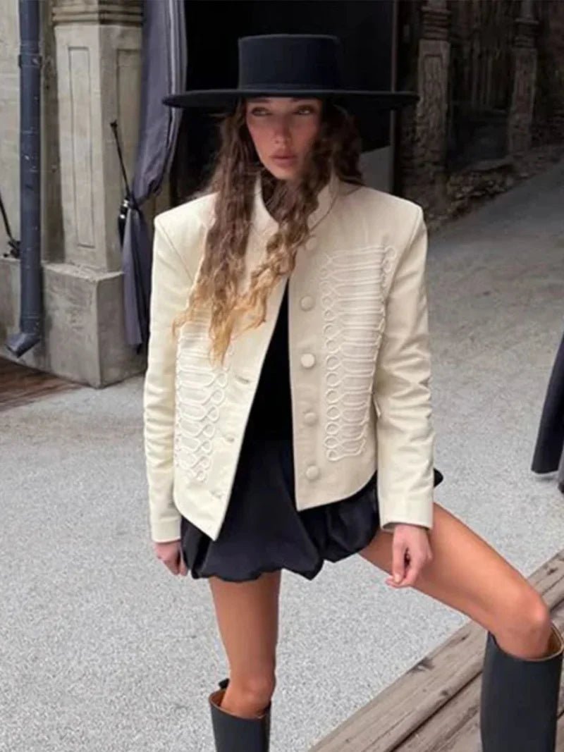 OLANE Military Leather Napoleon Jacket LWomen's Coats & Jackets