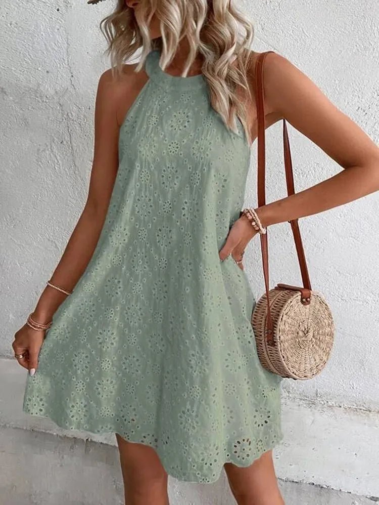 Nicole – Besticktes Boho-Minikleid mit Lochmuster