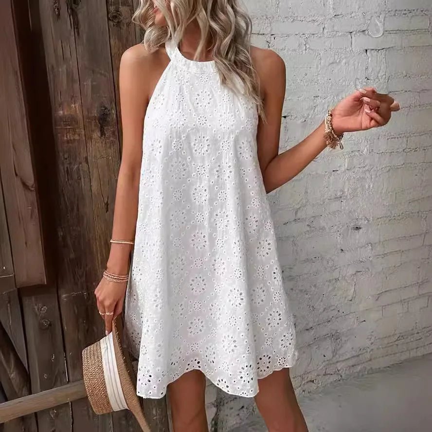 Nicole – Besticktes Boho-Minikleid mit Lochmuster