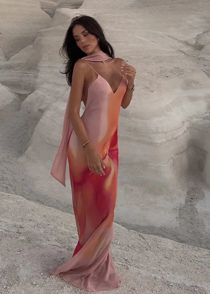 OLANE Emilia Ombre Satin Maxi Dress OrangeXSWomen’s Dresses