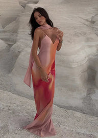 Emilia Ombre Satin Maxi Dress