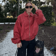 Oversized Contrast Faux Leather Jacket