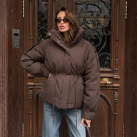 Oversized Drawstring Waist Puffer Jacket