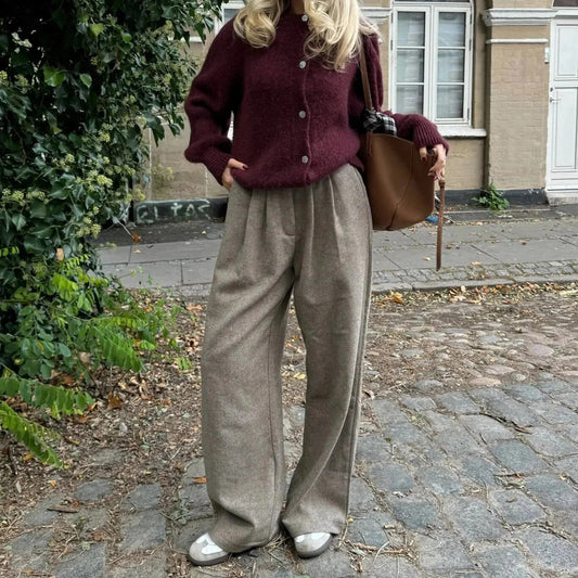 OLANE Oversized Fuzzy Knit Cardigan BurgundySWomen's Sweaters & Cardigans