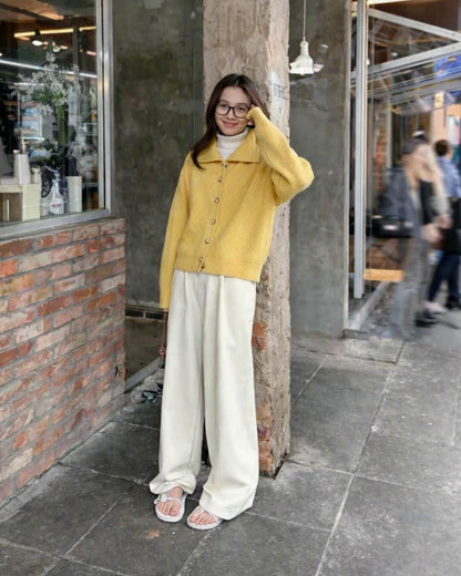 OLANE Oversized High-Neck Knit Cardigan Ginger YellowMWomen's Sweaters & Cardigans